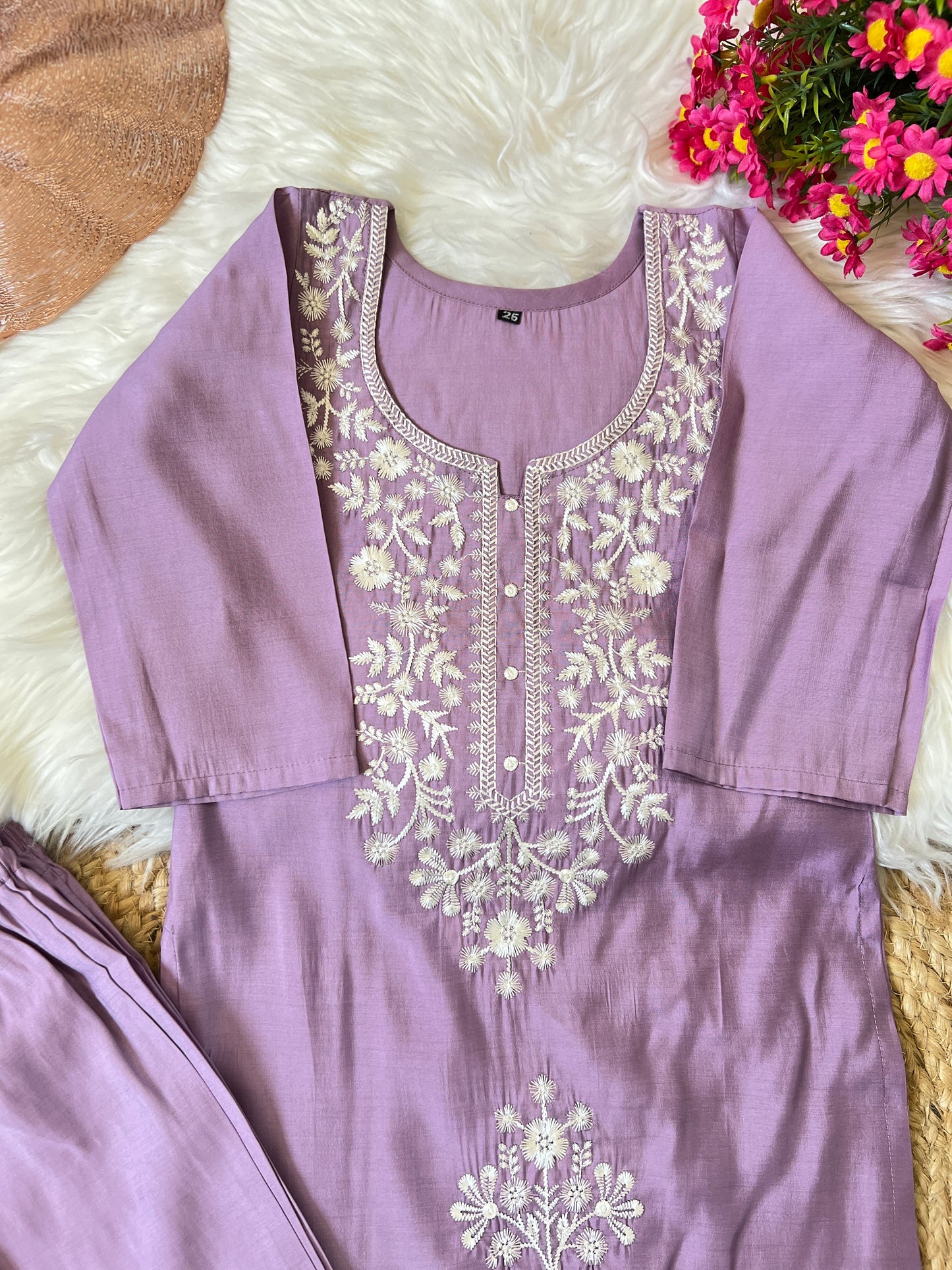 Kids dress with embroidery cotton silk