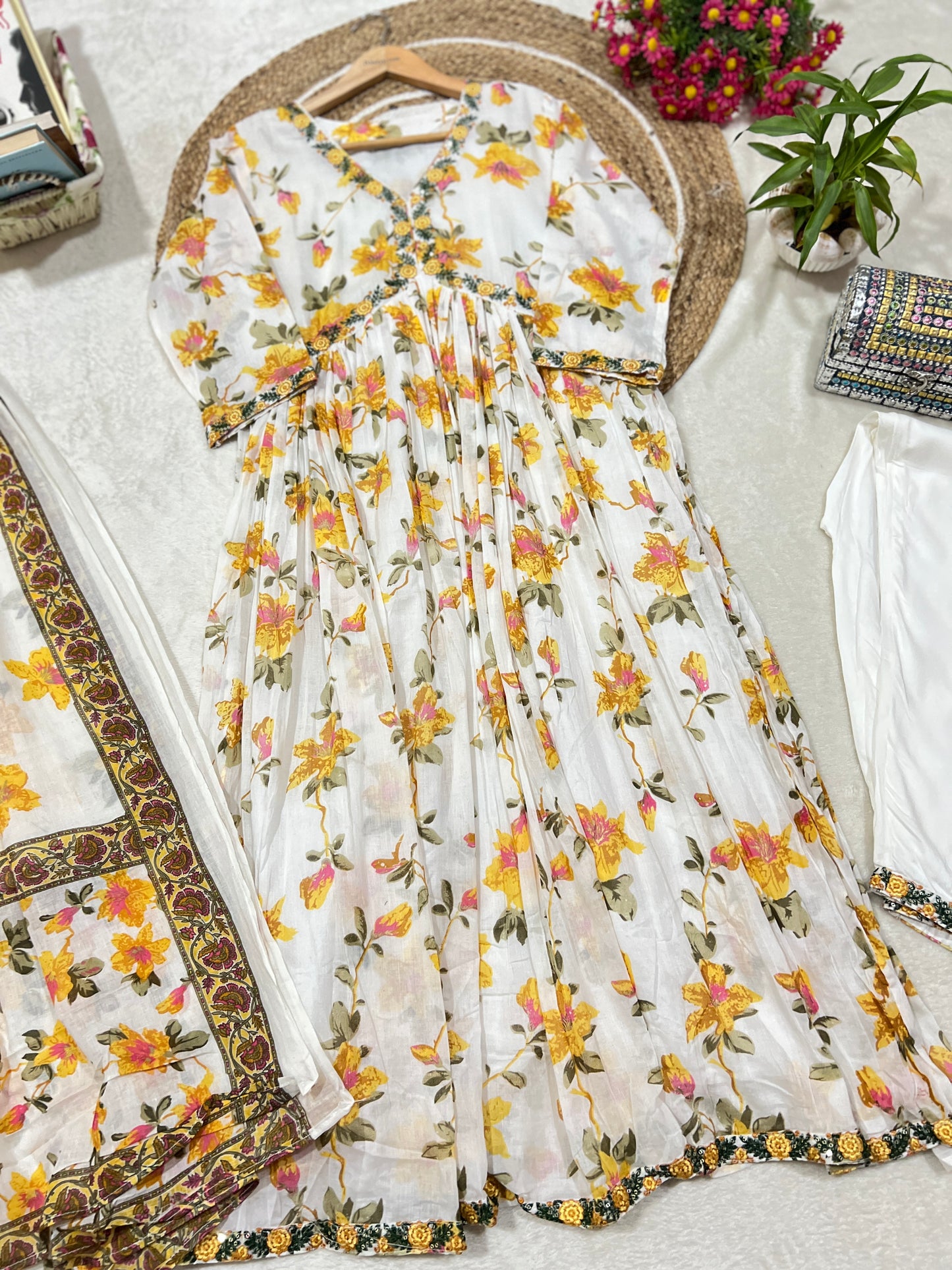 Mul cotton frock with dupatta and pant