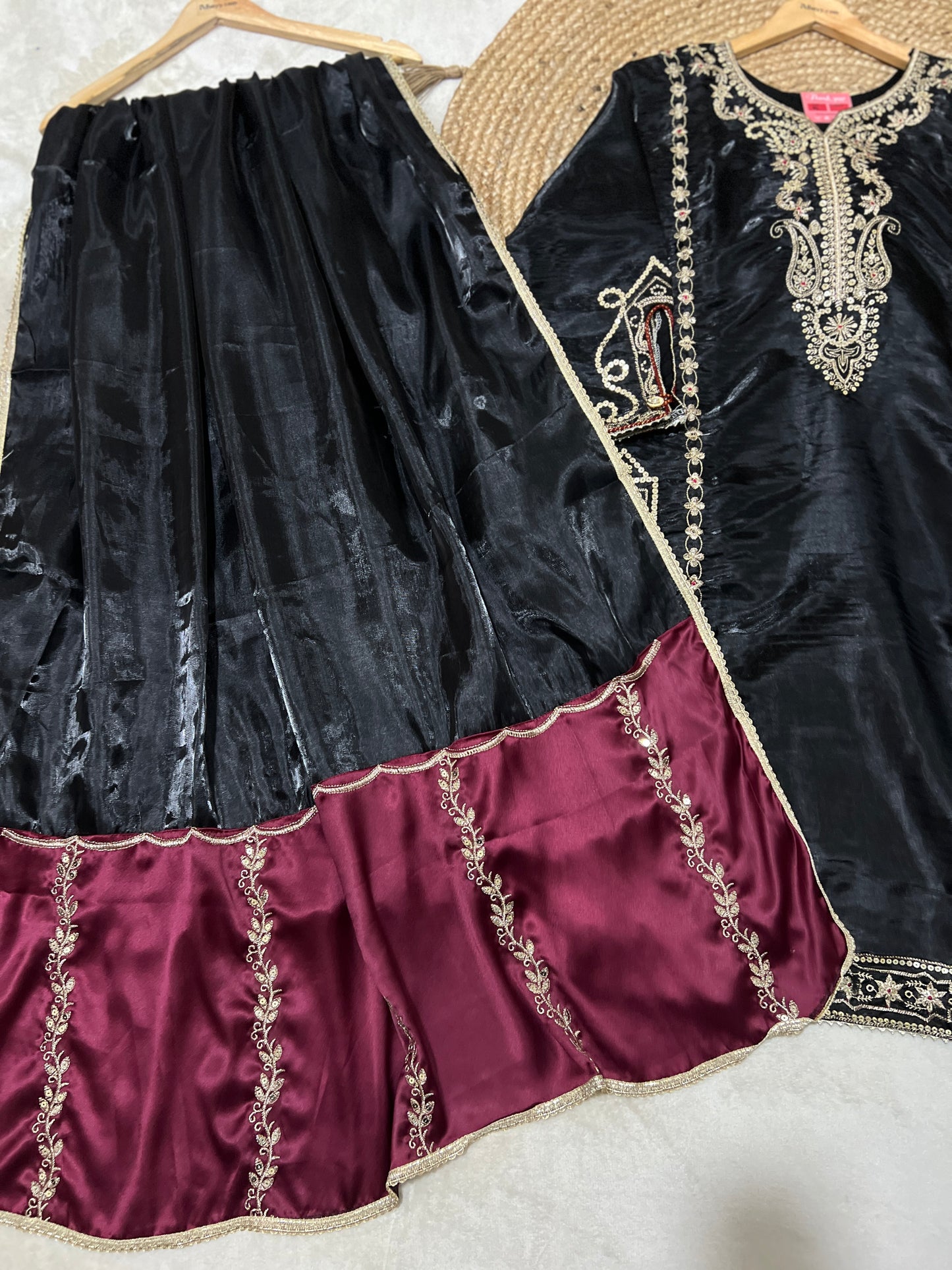 Premium suit set in full Silk Material with full Embroidery and sequins work CBRP2064
