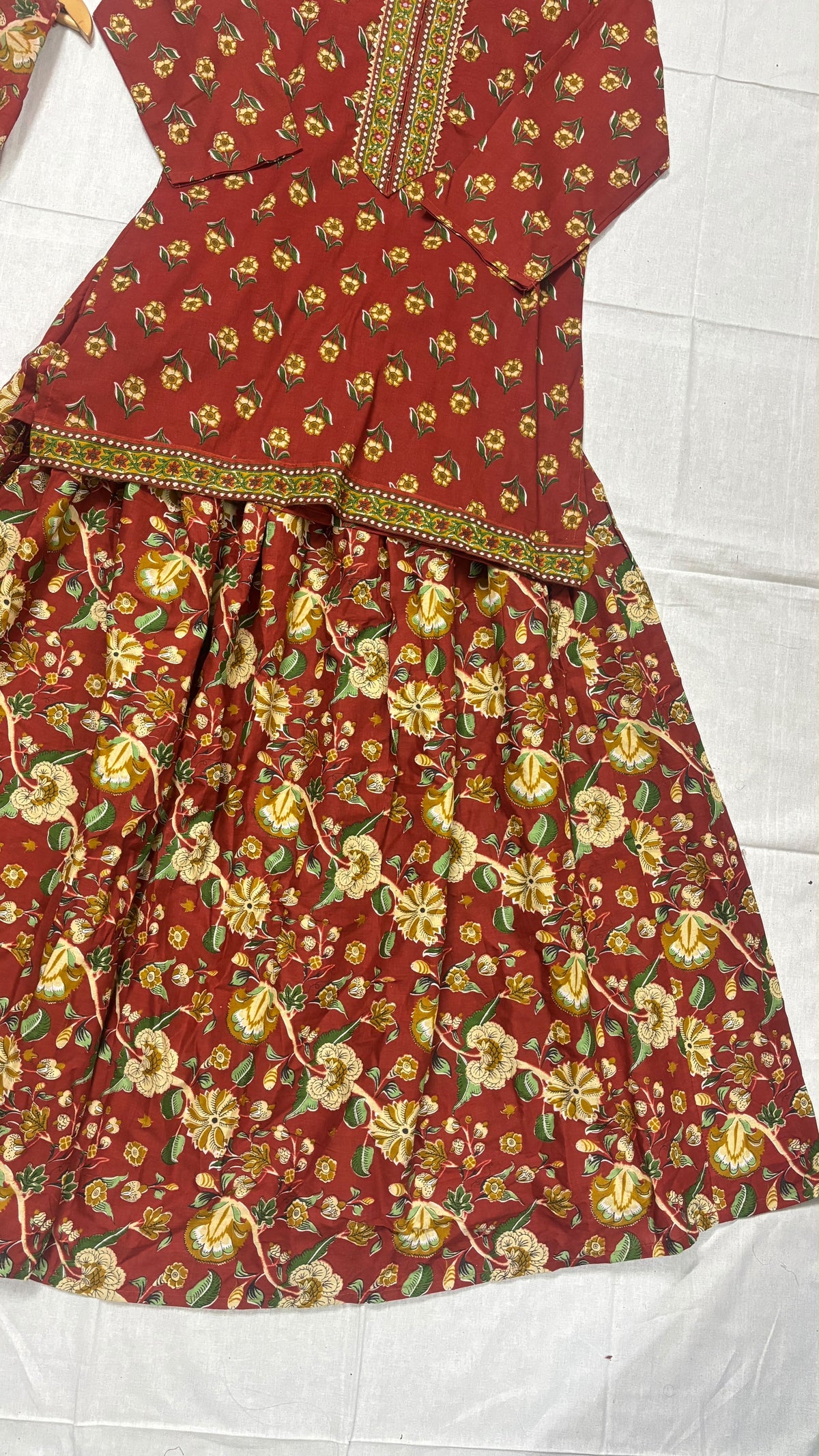 Skirt and shor top with dupatta