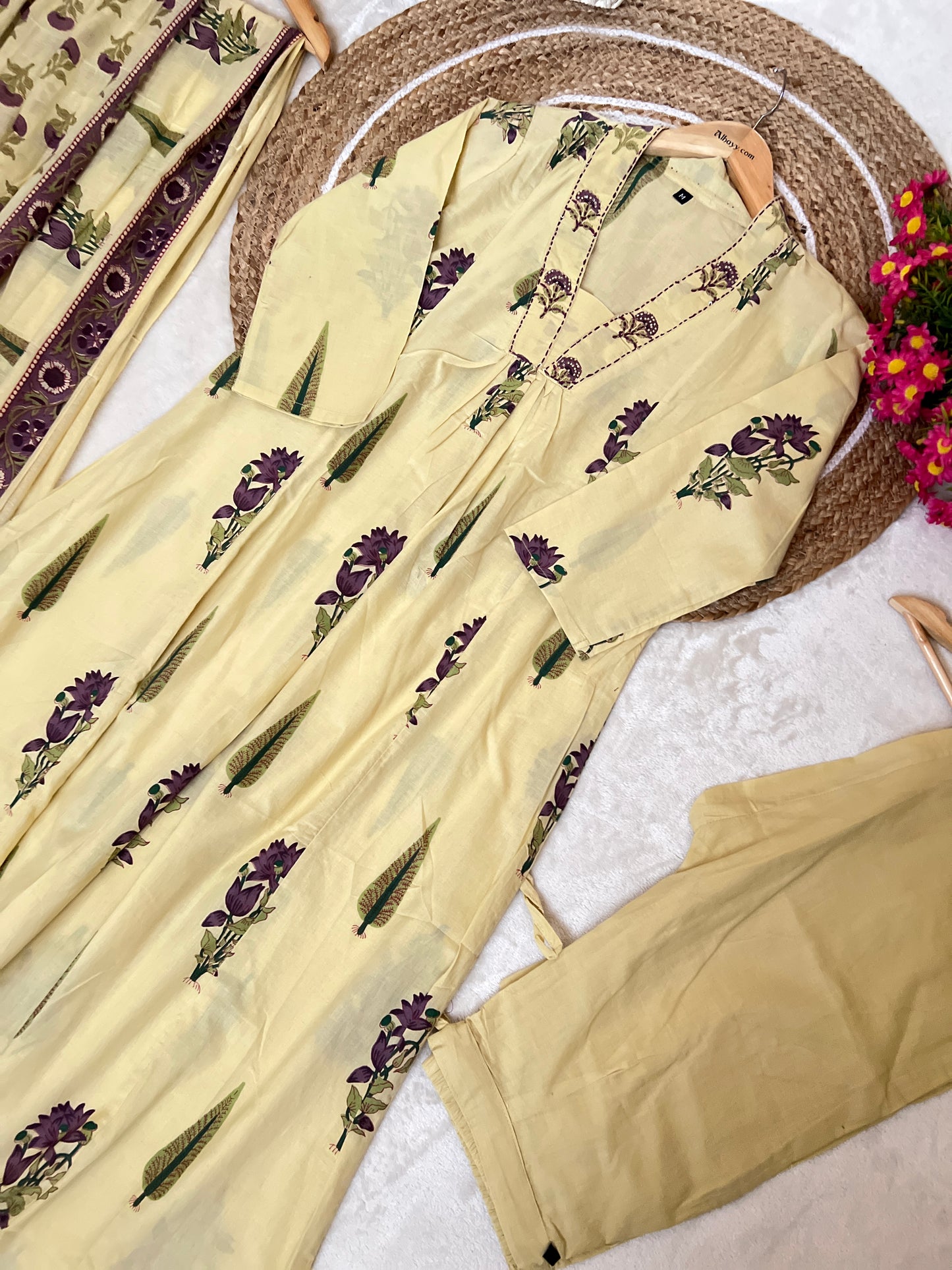 Premium cotton suit set ( with boho style print work )