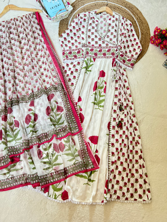 1020-beautiful premium rayon dress with block print