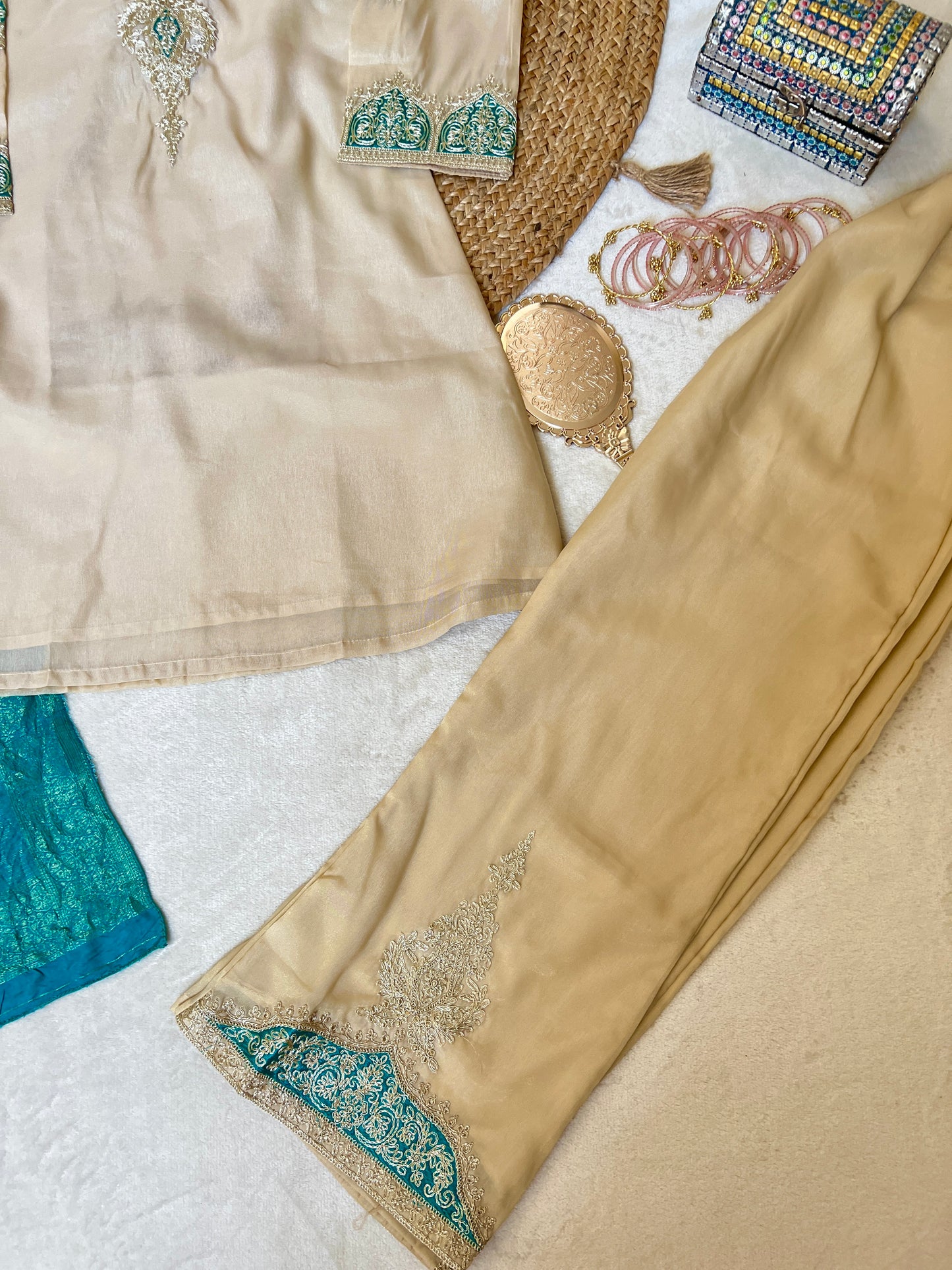 Premium suit se in chanderi silk material with rayon Dupatta with full embroidery CBRP2064