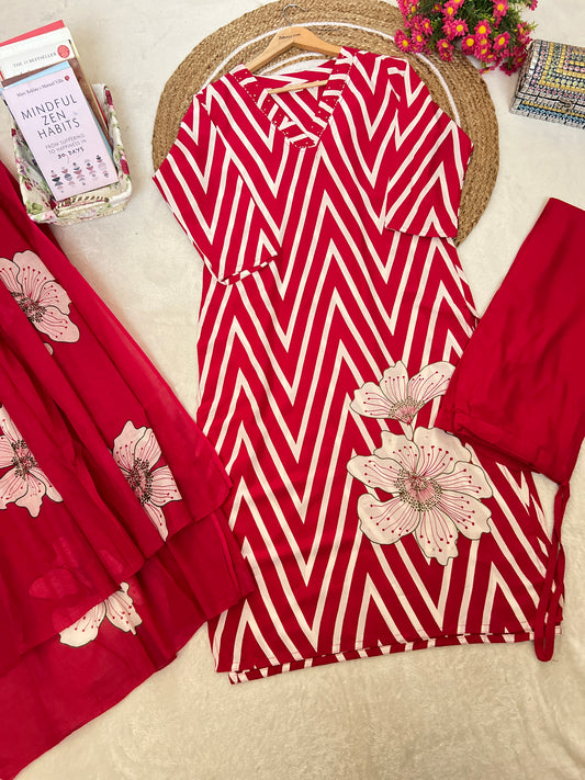 Beautiful dress in tomato red color, (similar to pink ) color variation in pic. Material rayot soft cotton premium material