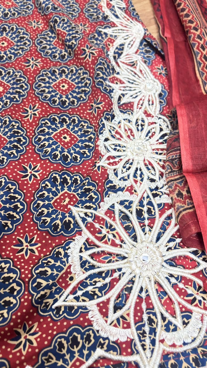 Premium cotton dress with lace work
