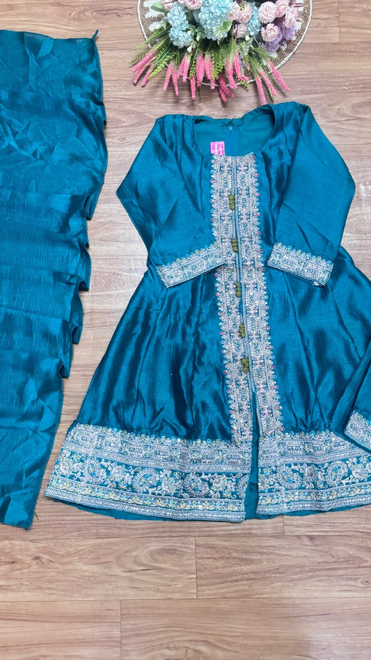 Kids wear in silk material with embroidery