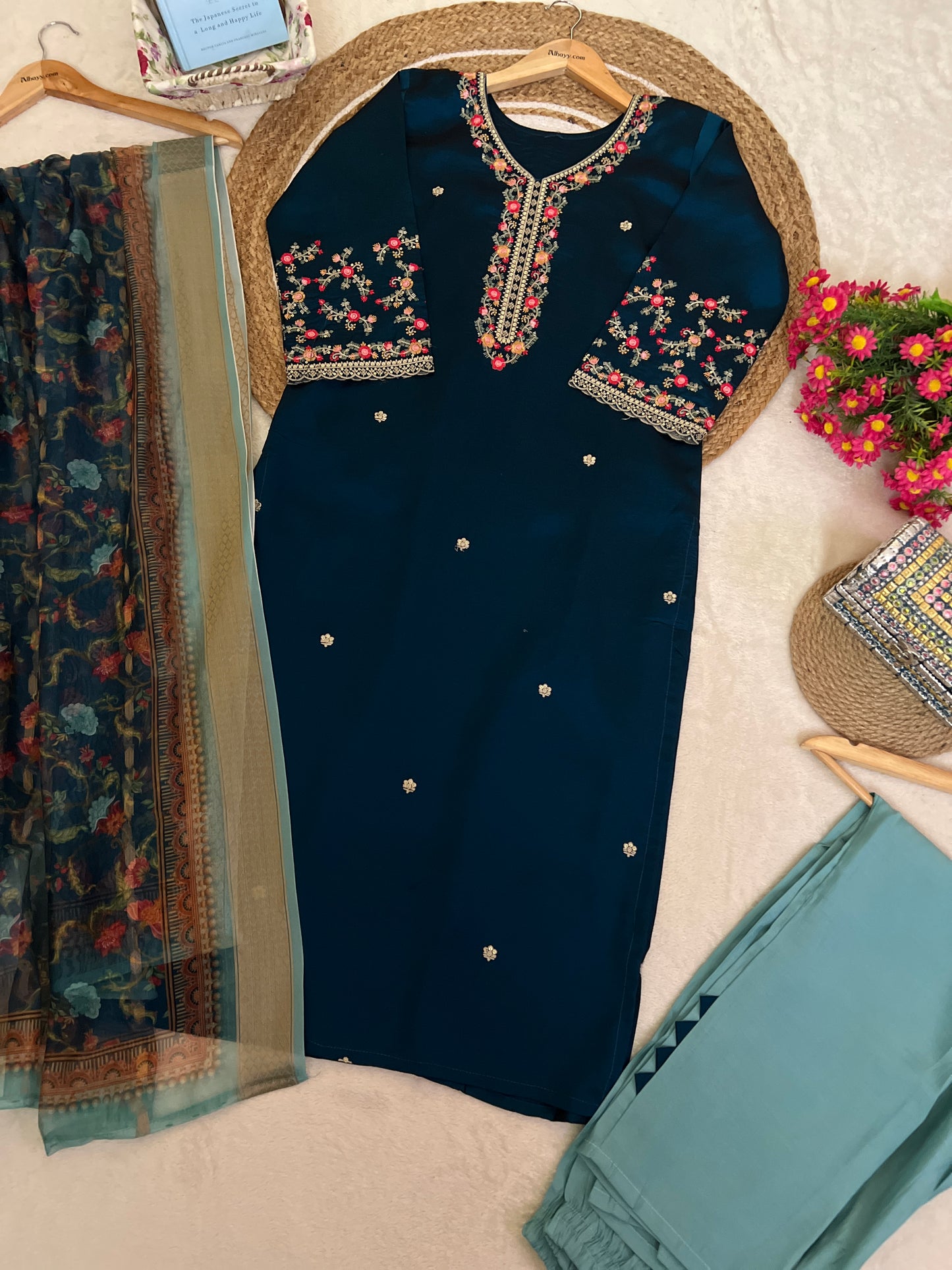 Beautiful dress with full work in premium material