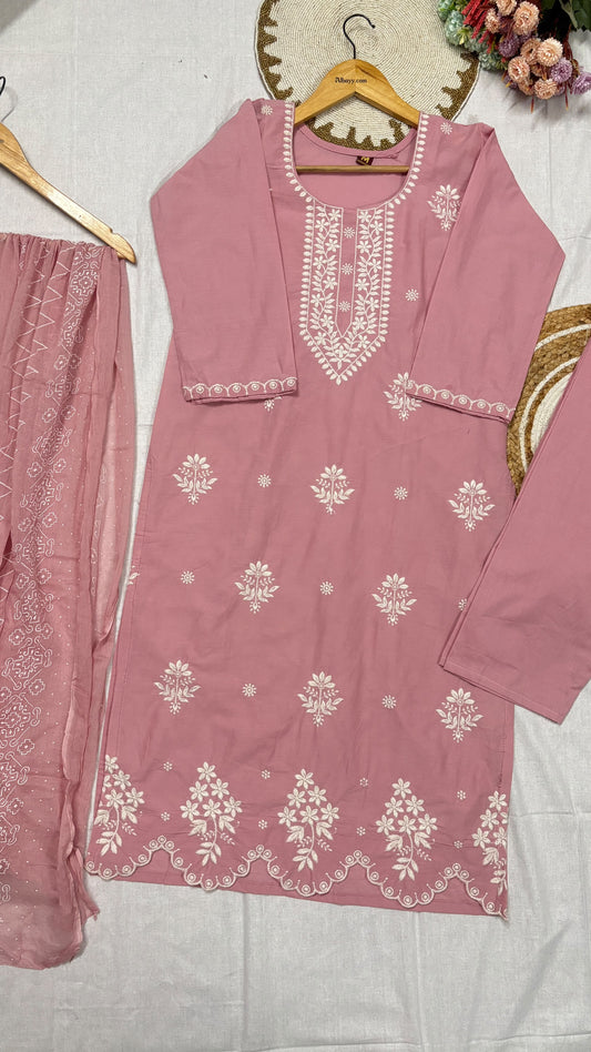 Cotton suit set embroidery full