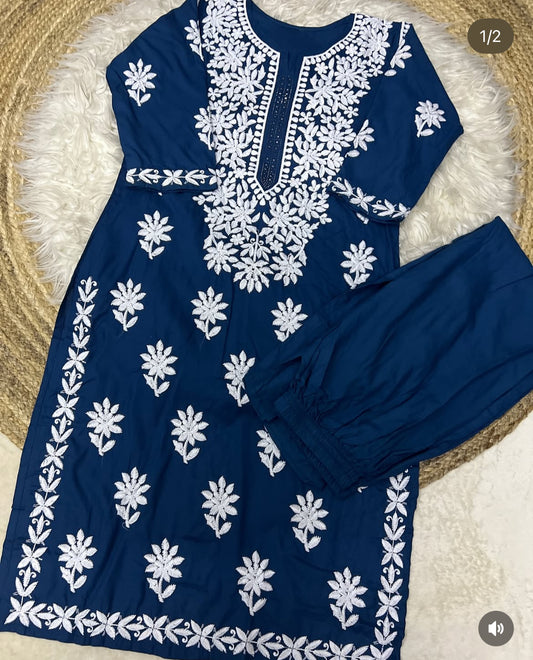 Plus size soft premium cotton rayon kurtie pant set