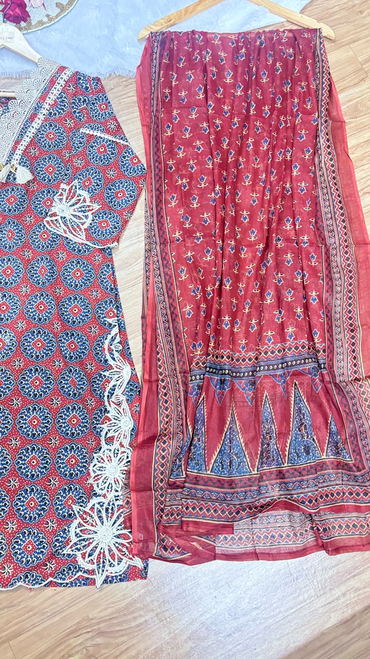 Premium cotton dress with lace work