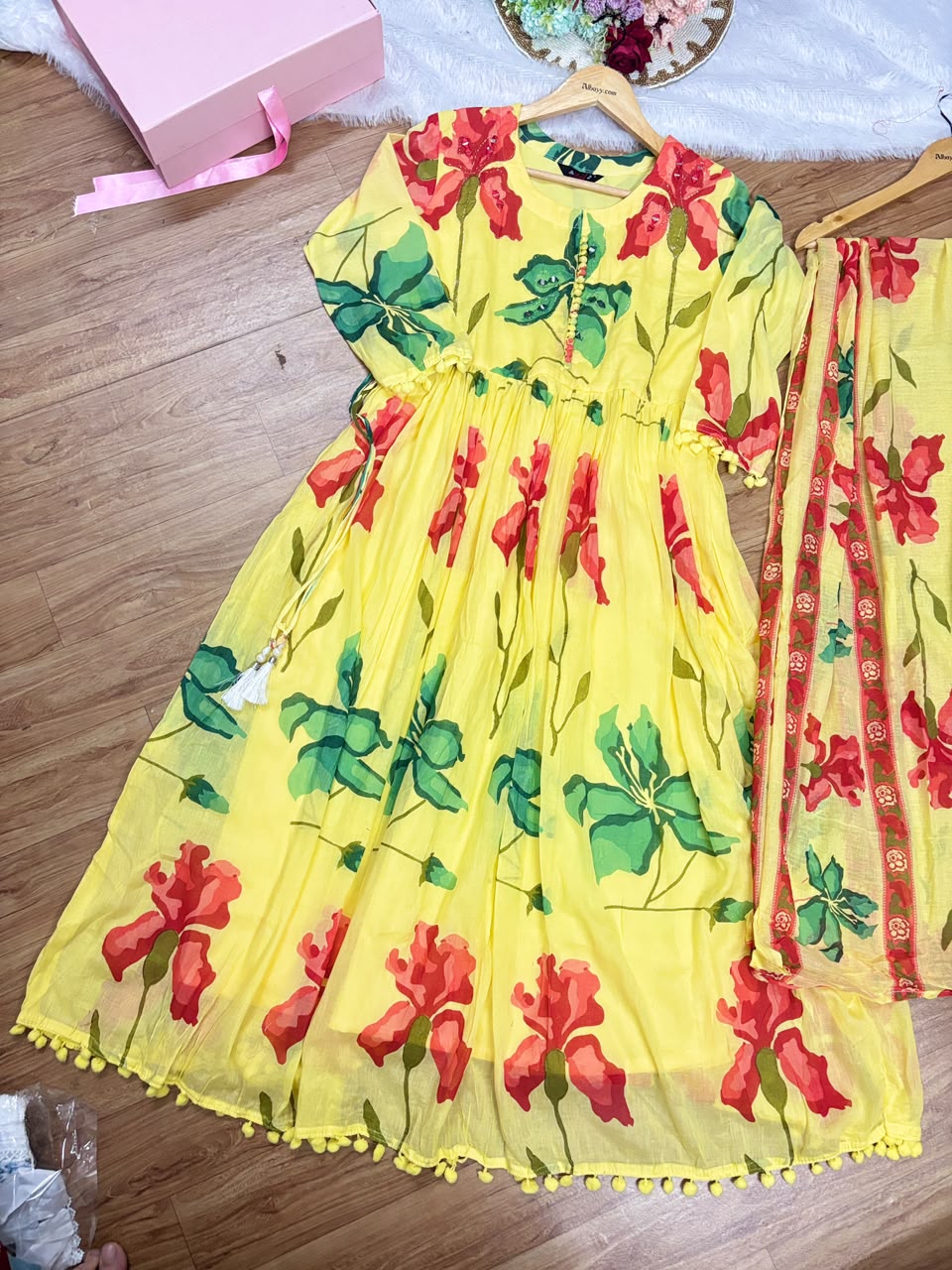 Mul cotton frock dupatta set