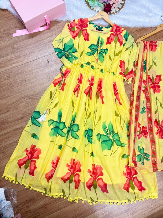 Mul cotton frock dupatta set