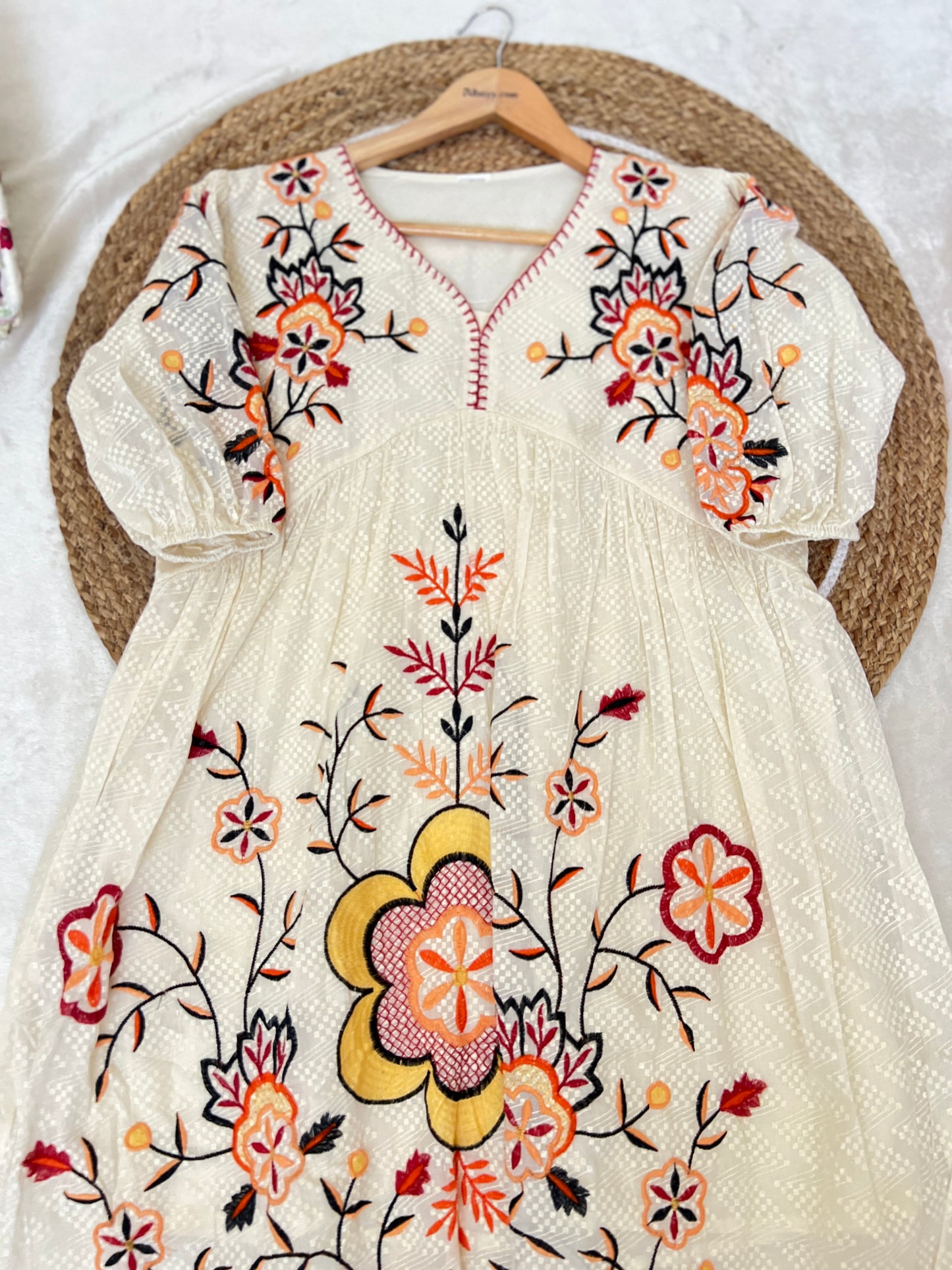 Tunic top in cotton with full embroidery