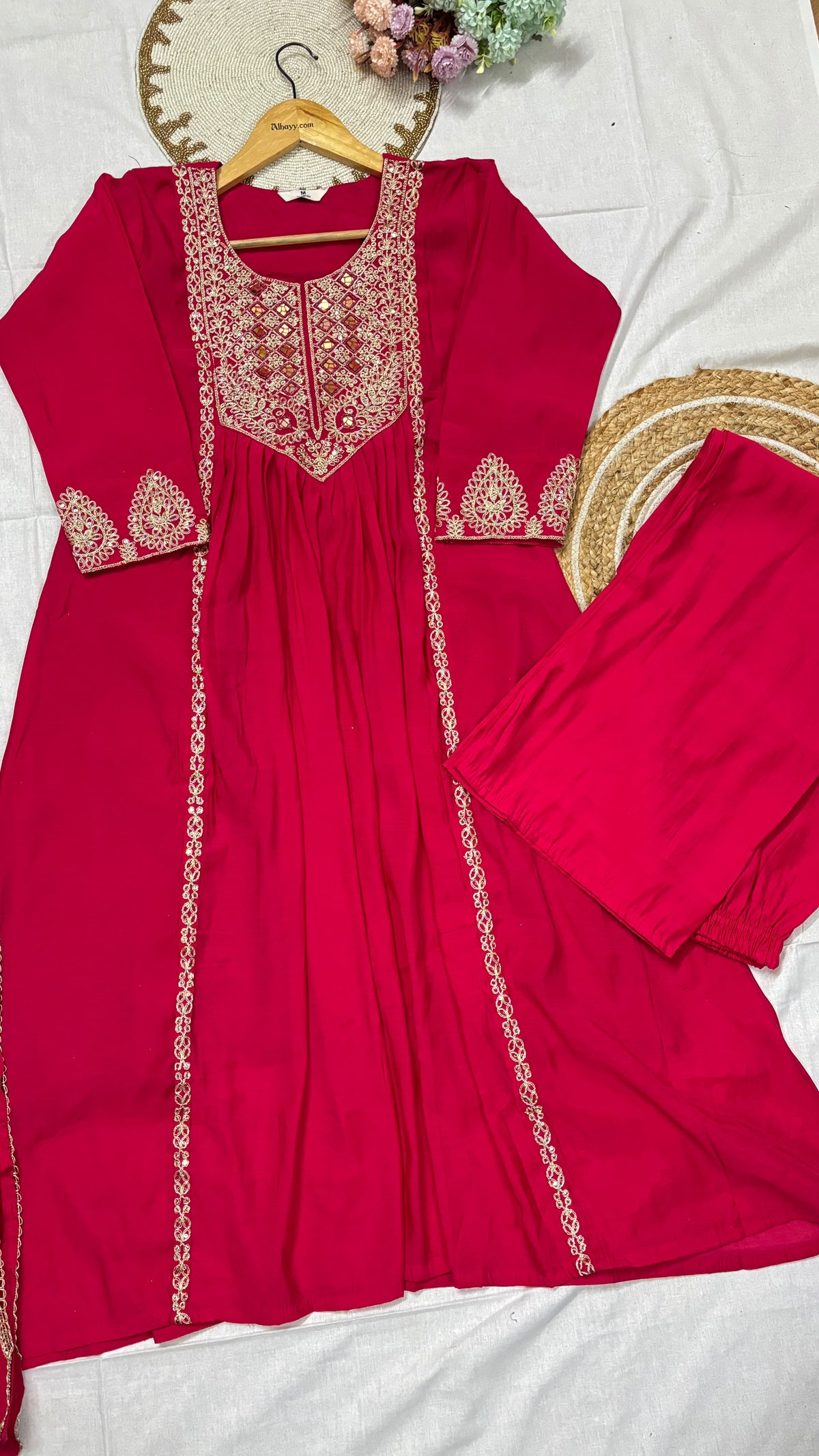 Mul chanderi suit set