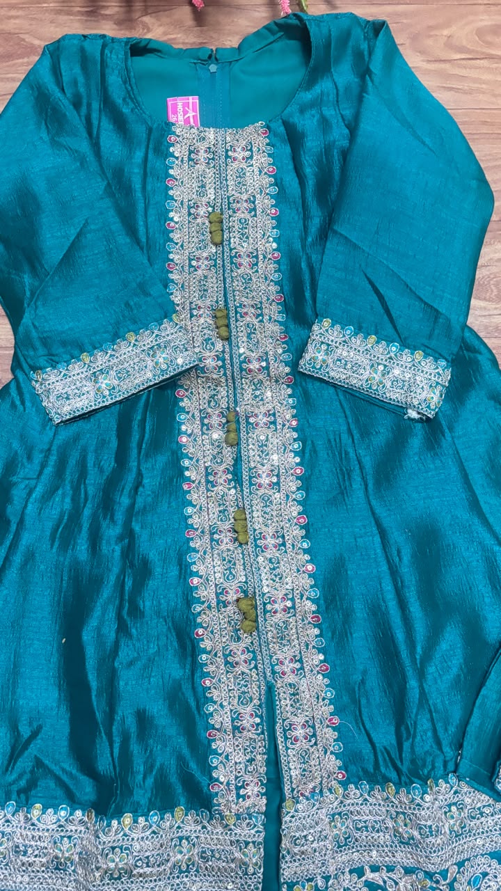 Kids wear in silk material with embroidery