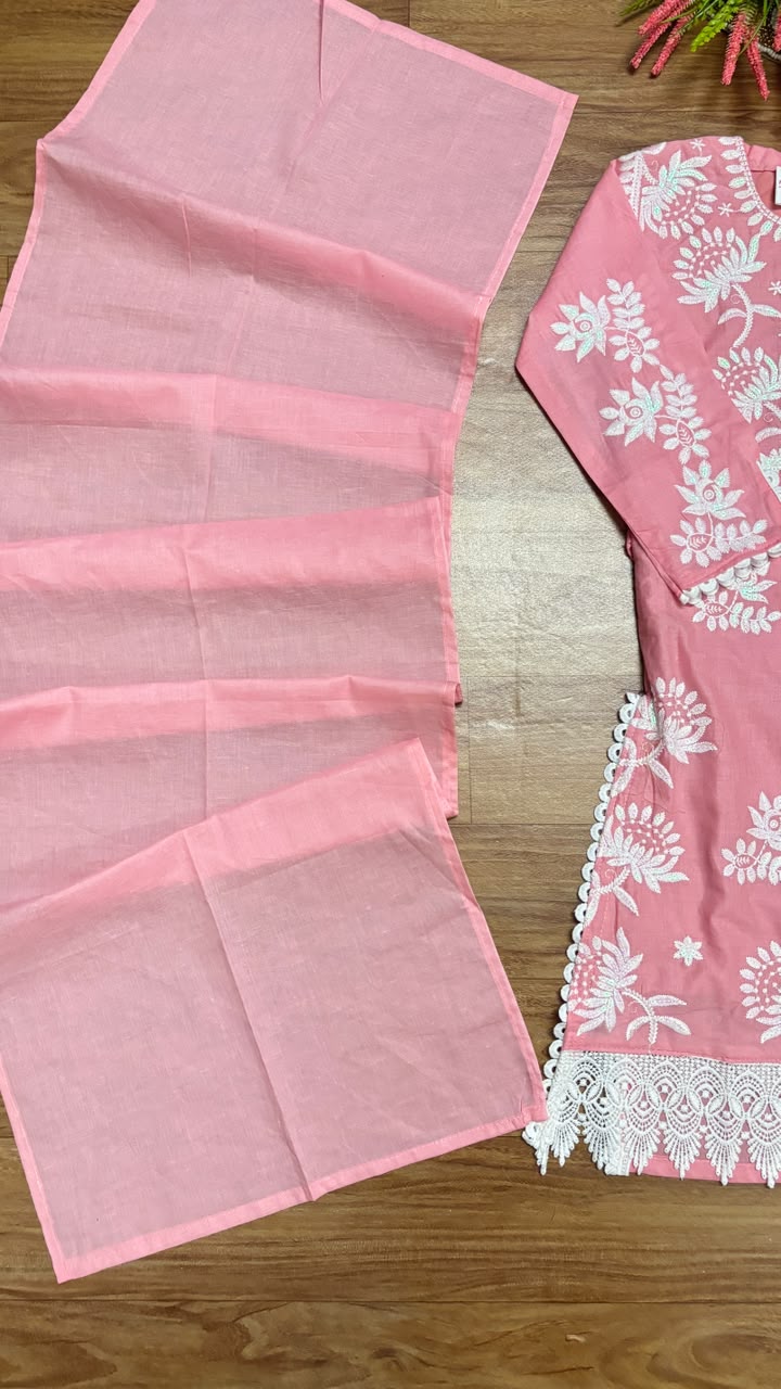 Kids dress with embroidery material cotton