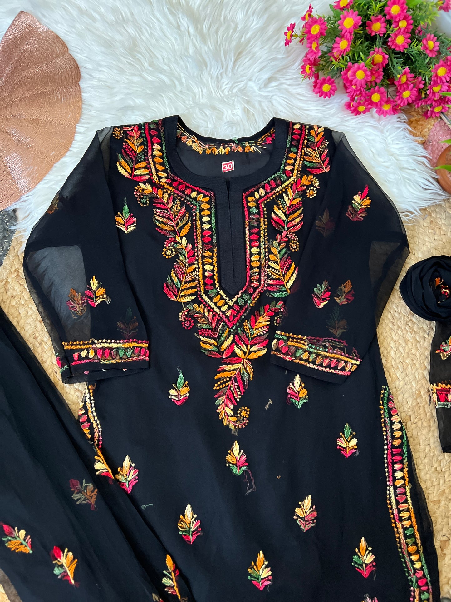 Kids Chikankari kurtie georgett material