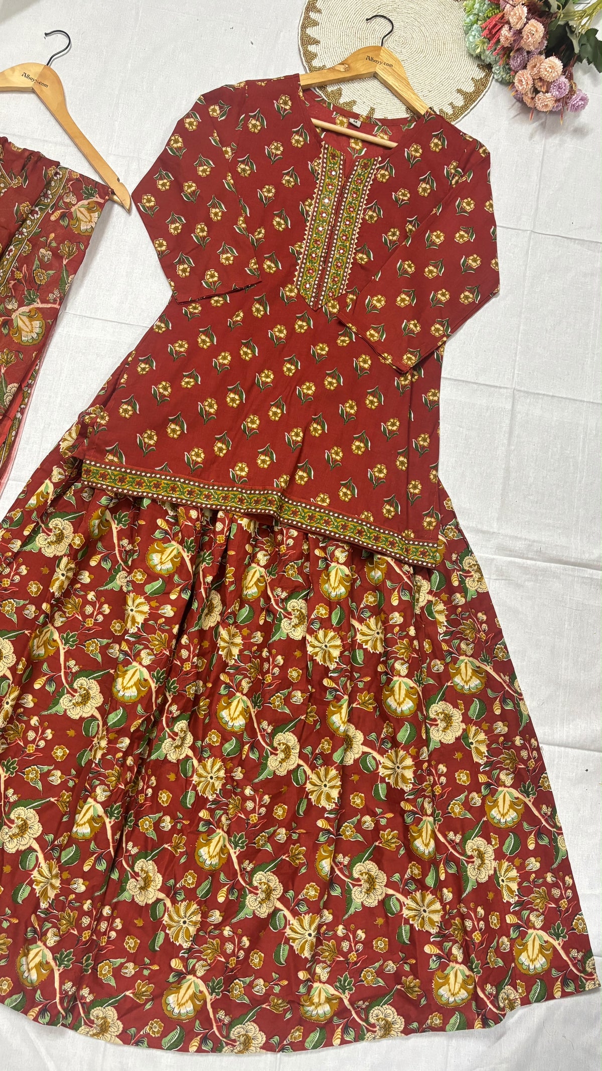 Skirt and shor top with dupatta