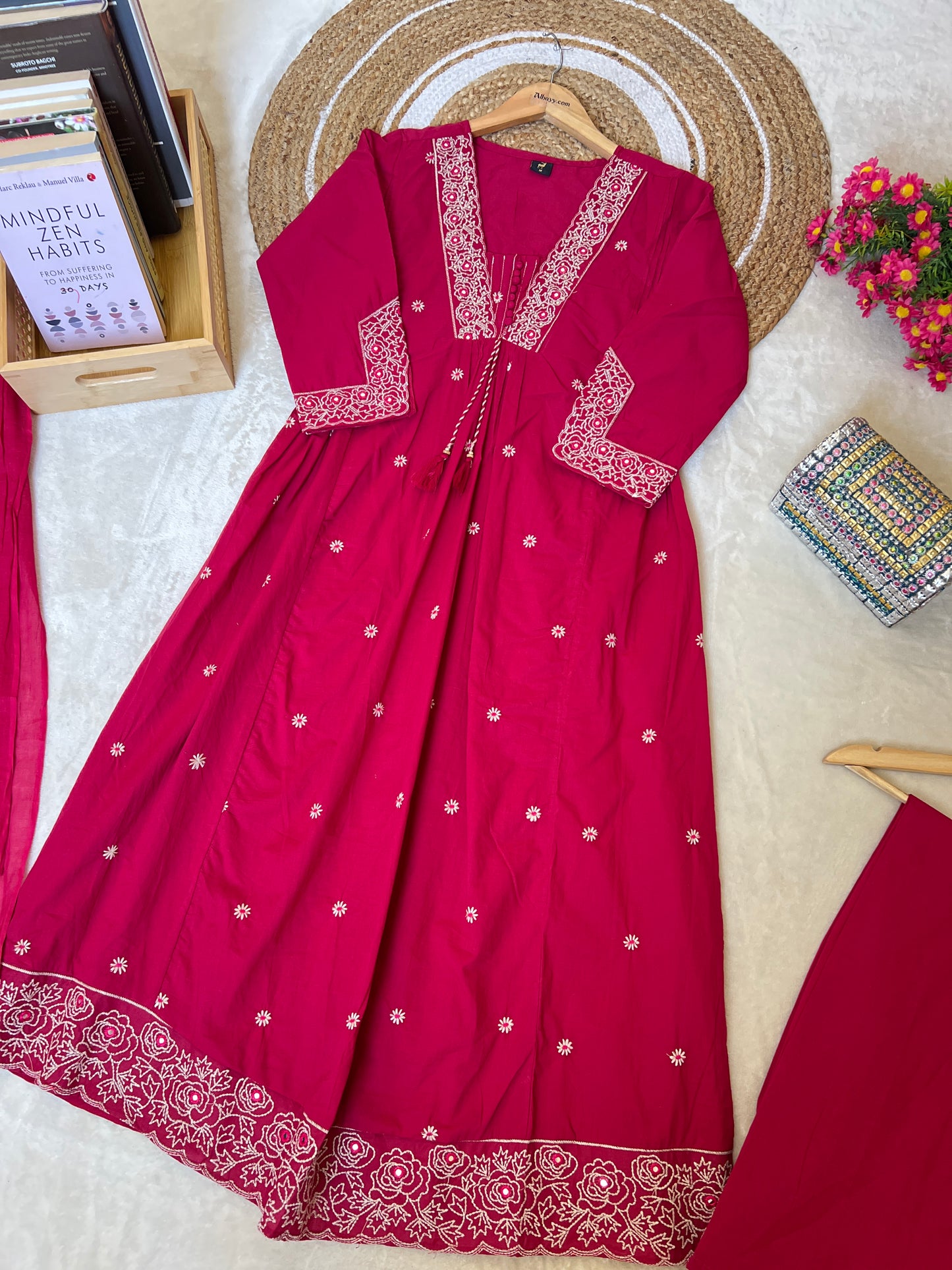 Cotton frock set full embroidery
