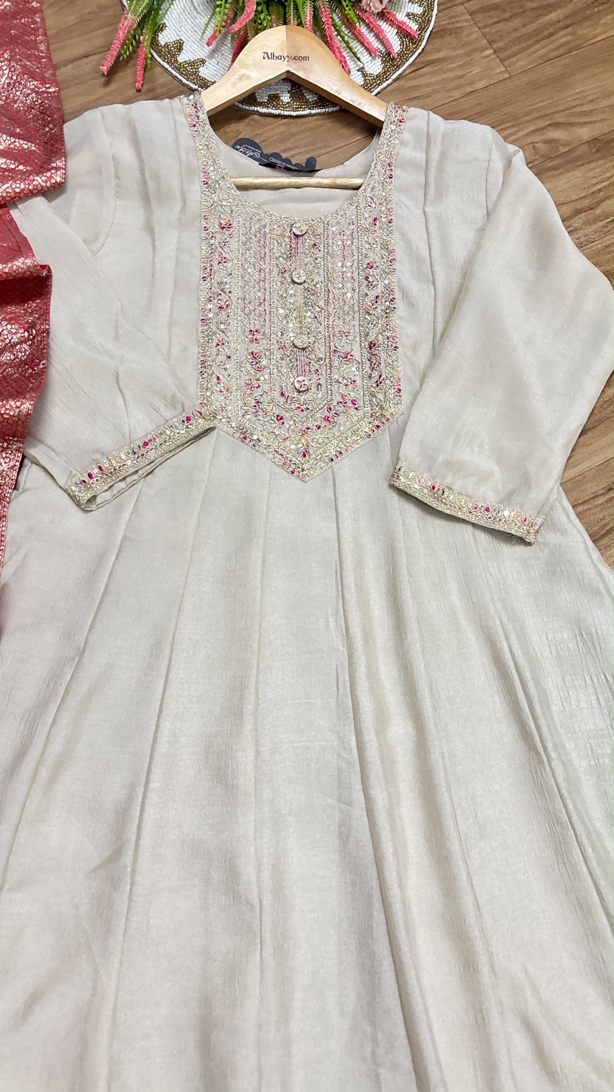 Premium frock Dupatta set tissue silk material frock