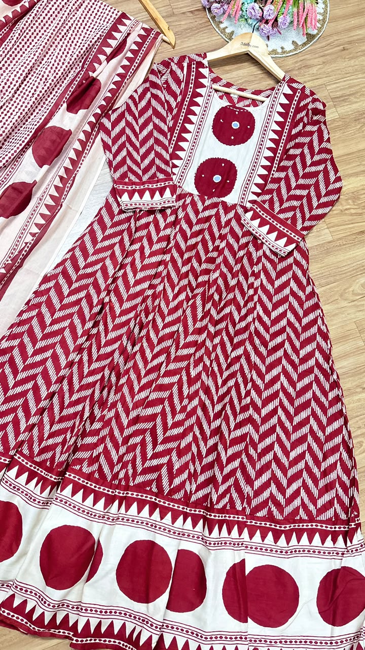 Frock dupatta set cotton