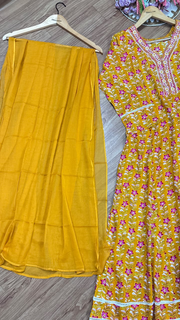 Cotton frock Dupatta set