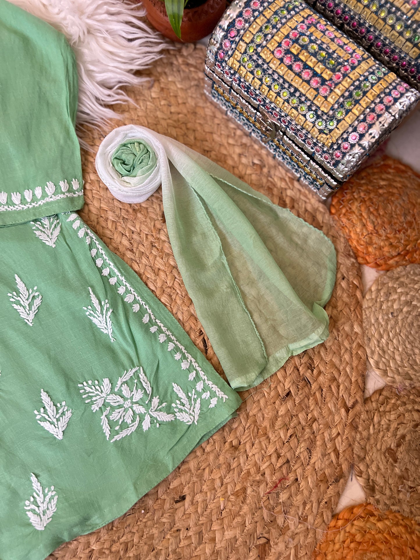 Kids Chikankari cotton rayon material