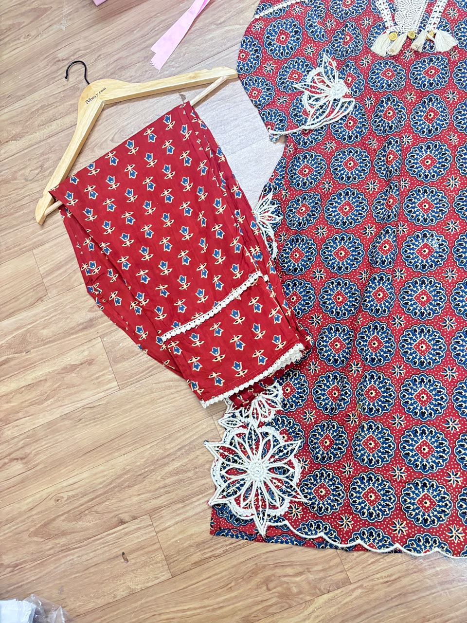 Premium cotton dress with lace work
