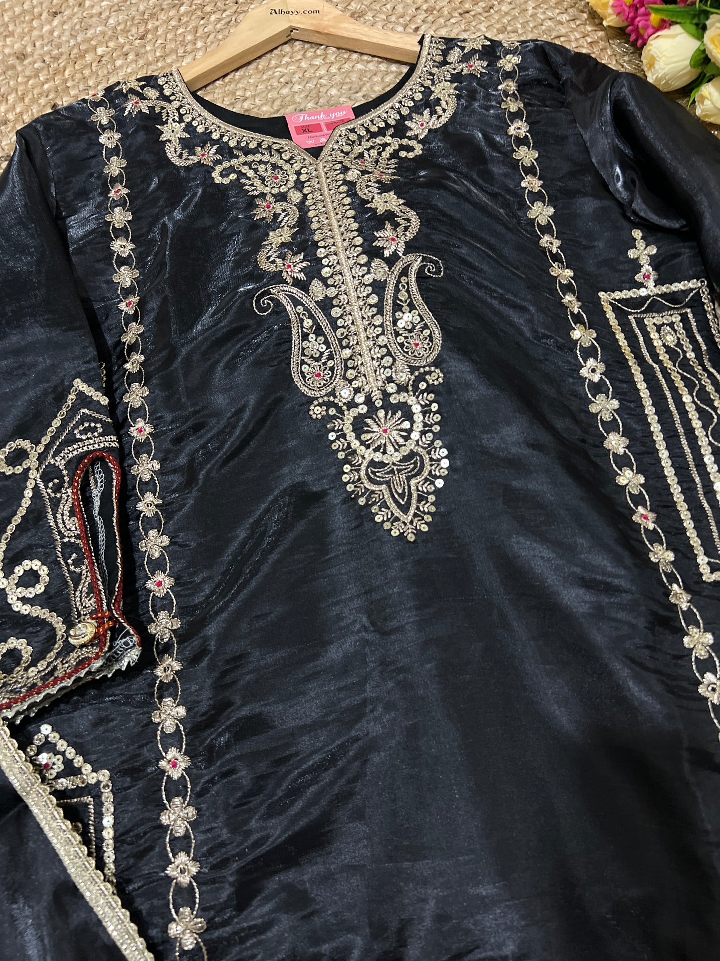 Premium suit set in full Silk Material with full Embroidery and sequins work CBRP2064