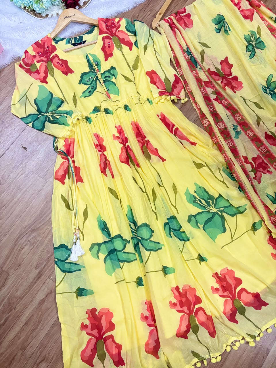 Mul cotton frock dupatta set