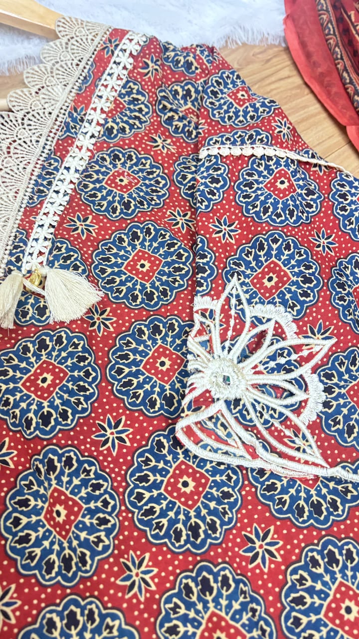 Premium cotton dress with lace work