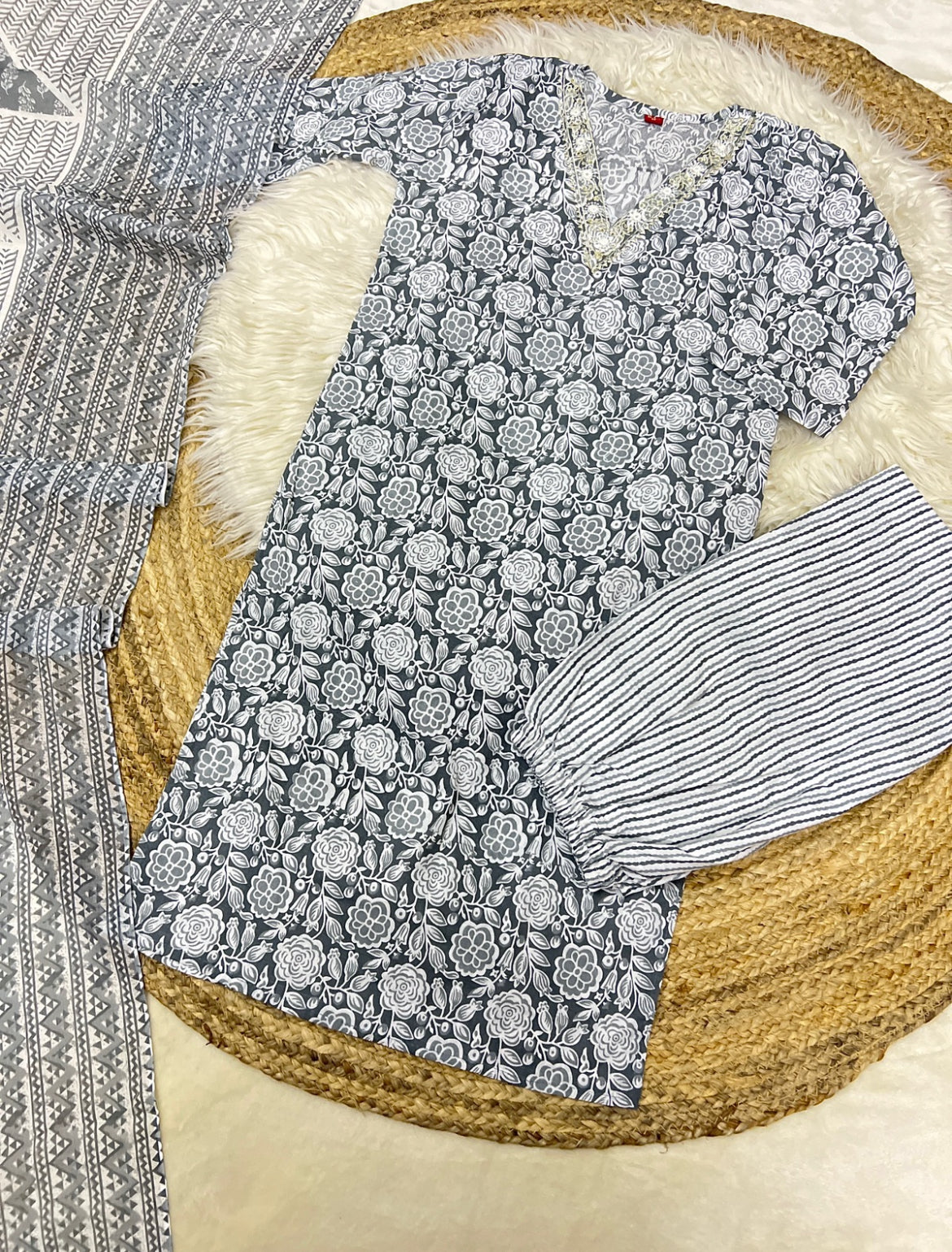 Cotton dress 3 pc set