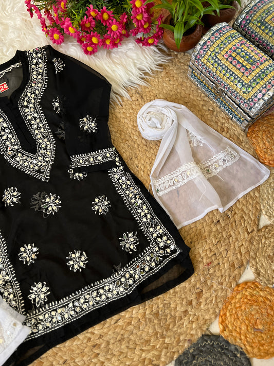 Kids chikankari with mirror work