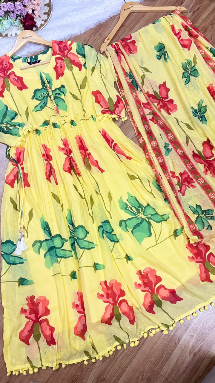 Mul cotton frock dupatta set