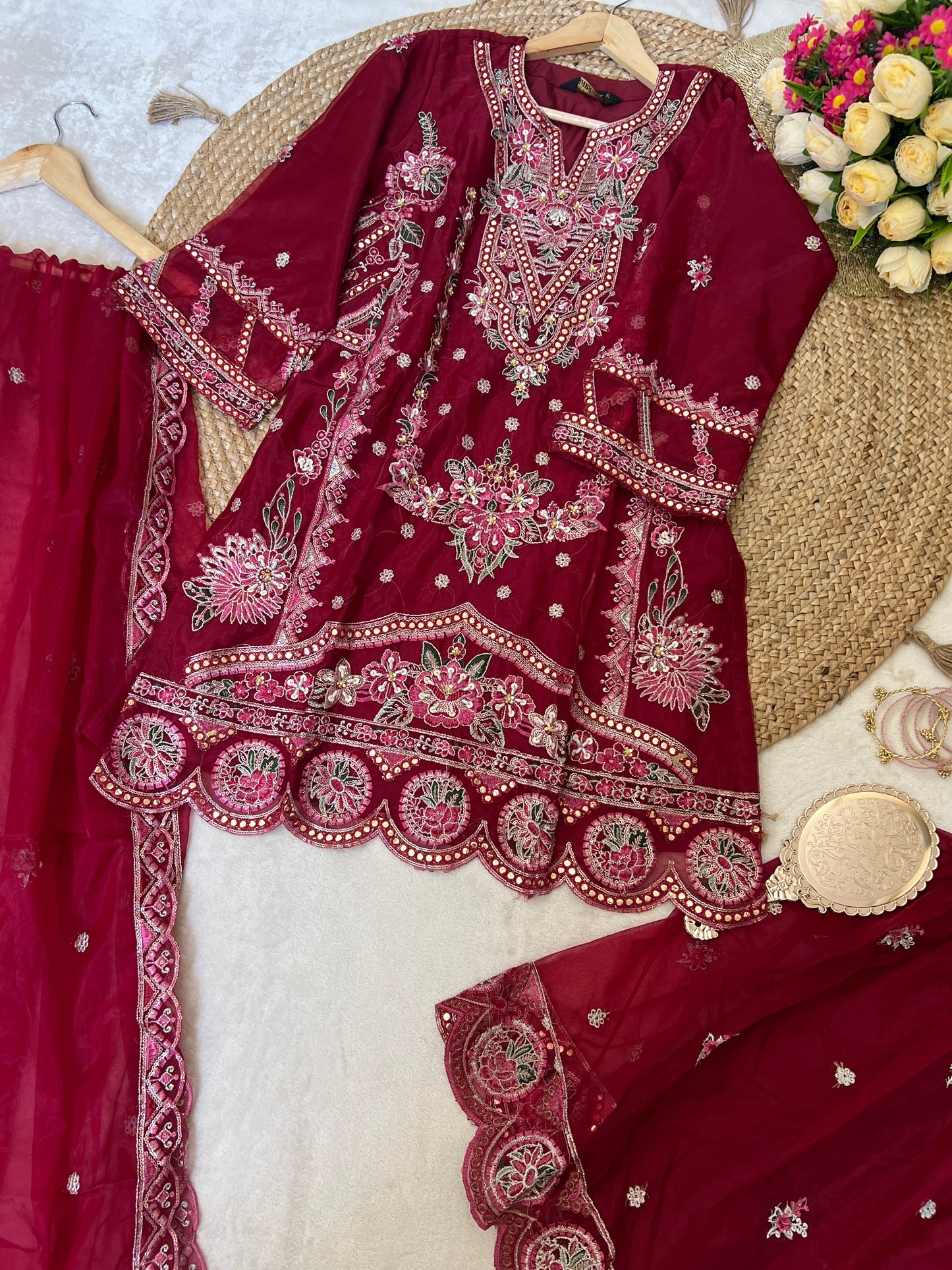 Premium Suit set soft organza material with full work CBRP