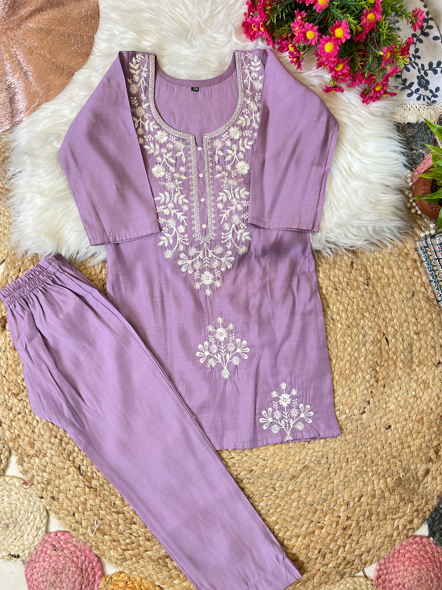 Kids dress with embroidery cotton silk