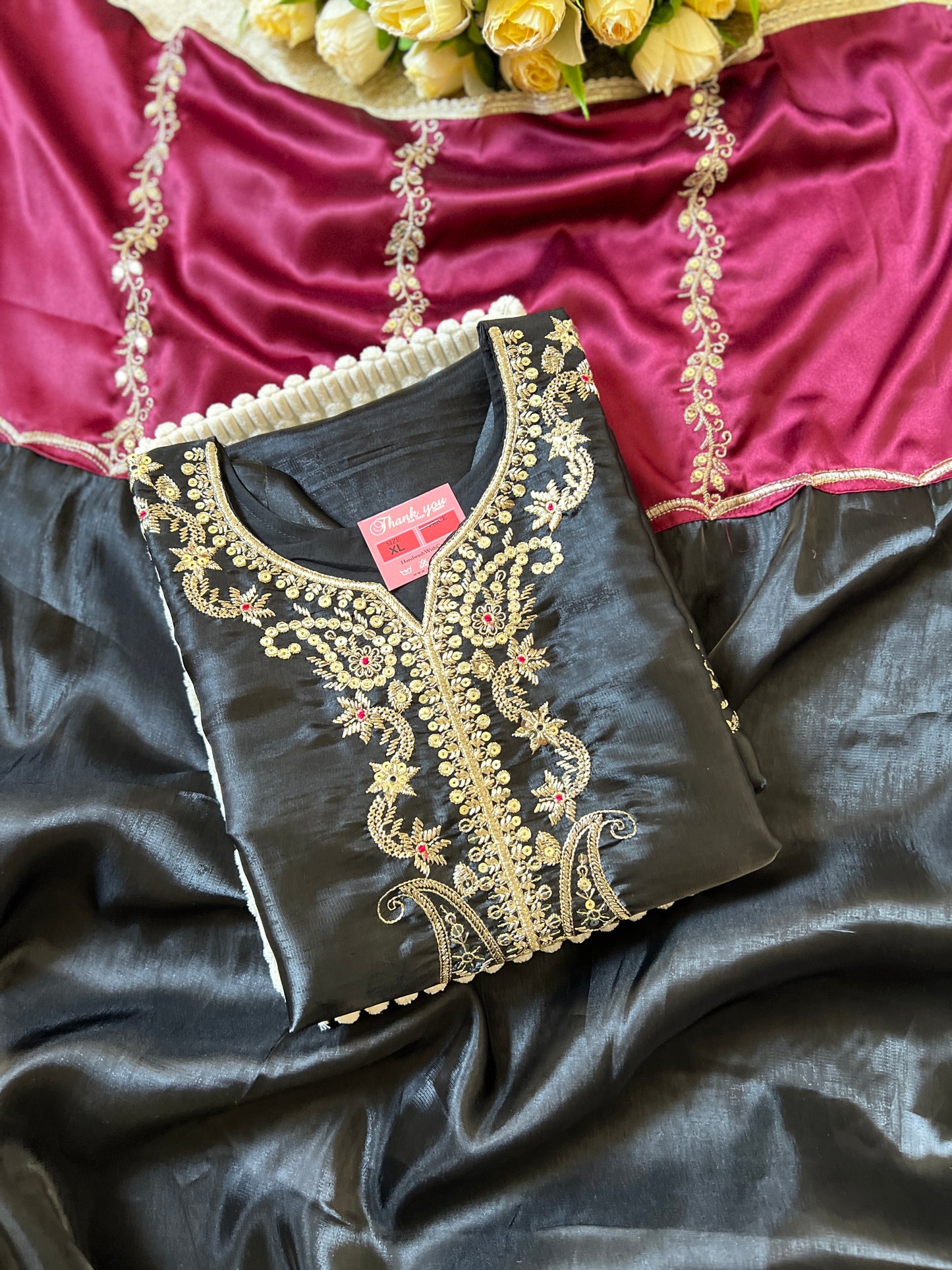 Premium suit set in full Silk Material with full Embroidery and sequins work CBRP2064
