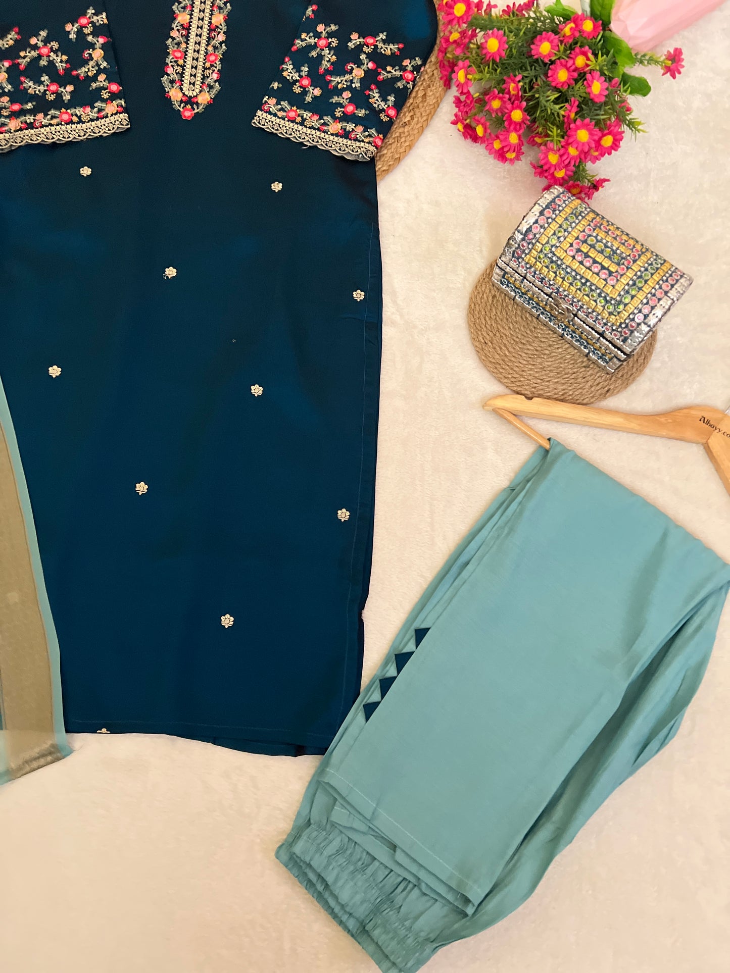 Beautiful dress with full work in premium material
