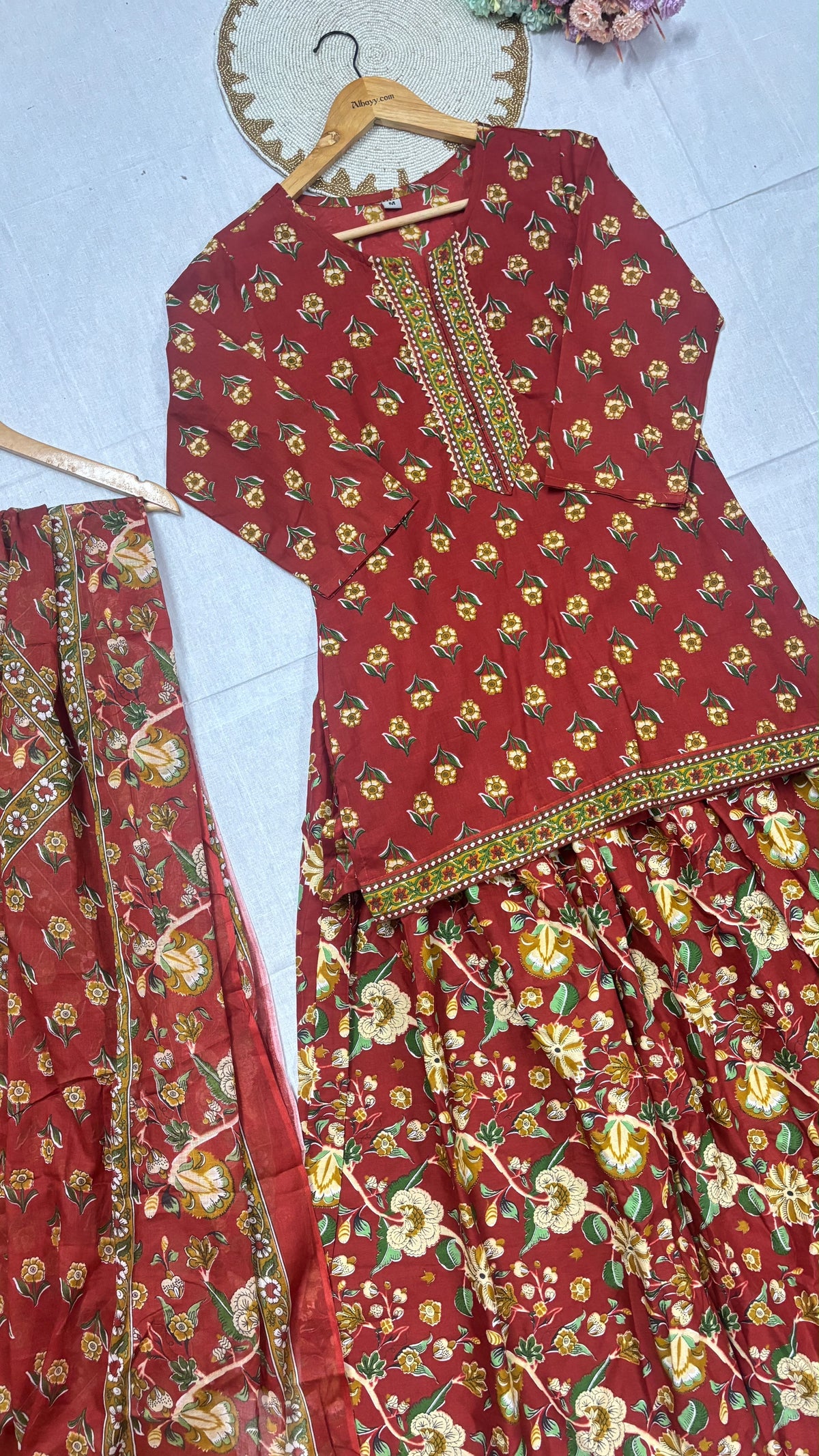 Skirt and shor top with dupatta