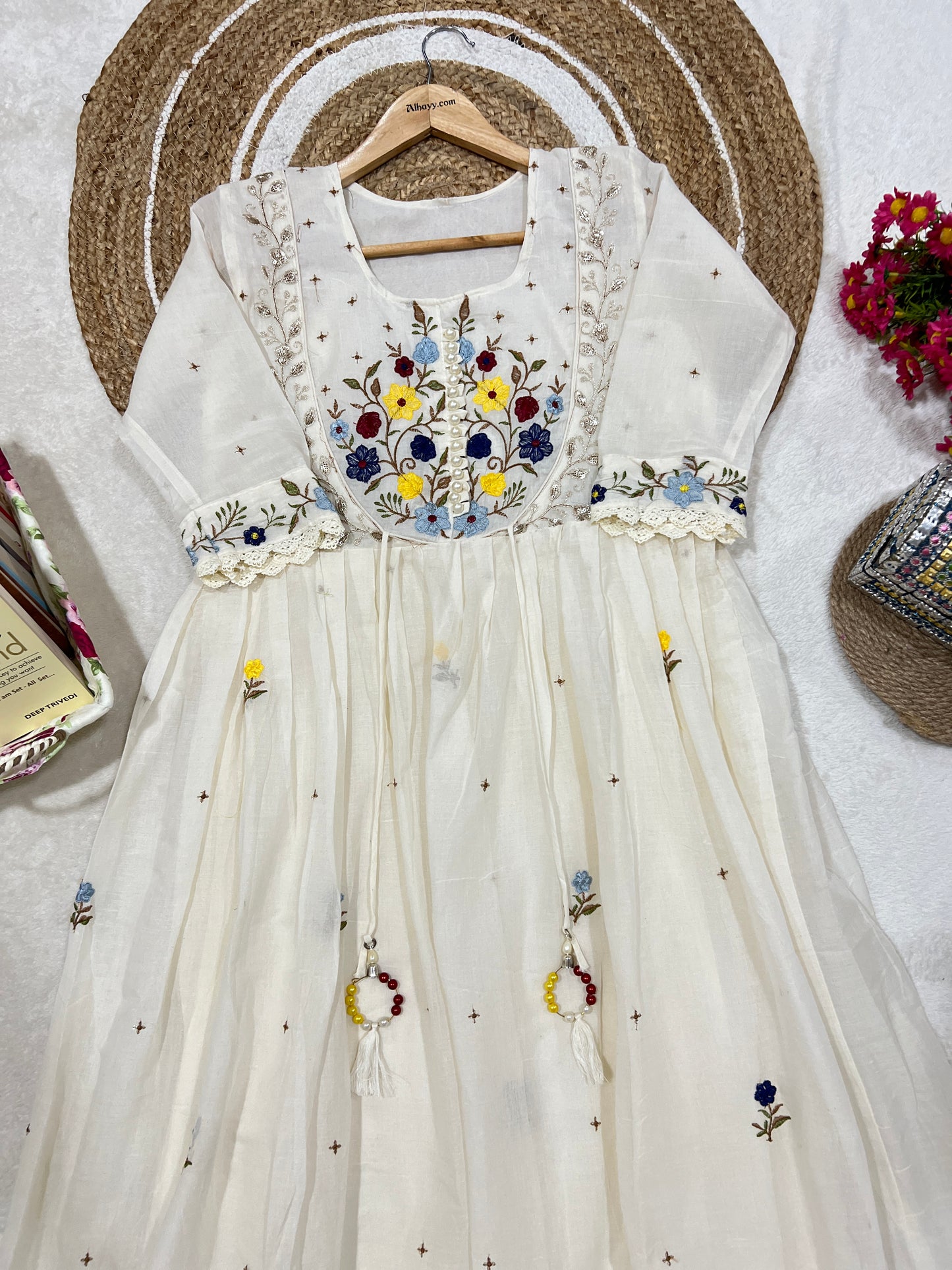 Beautiful cotton frock with embroidery