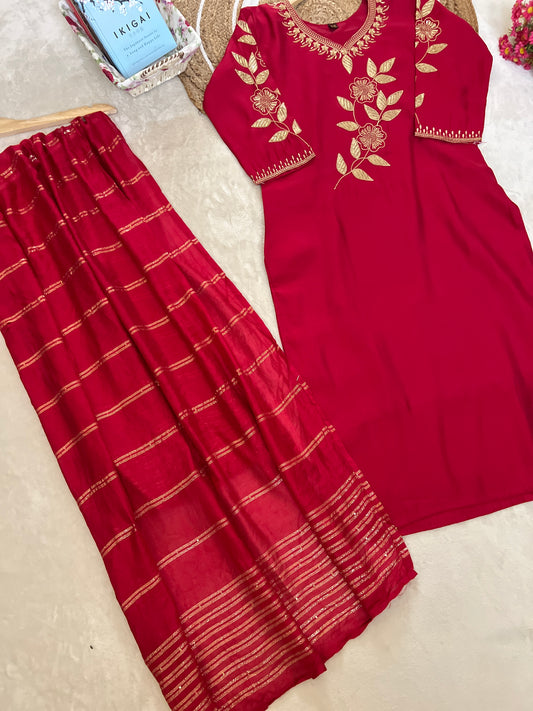 1012-silk suit with embroidery