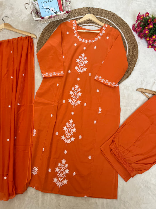 Premium cotton suit set (full embroidery)