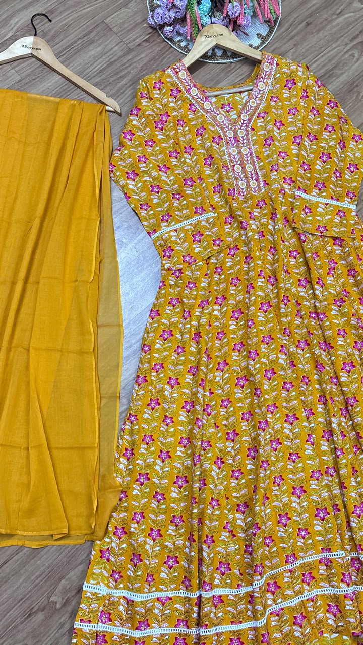 Cotton frock Dupatta set