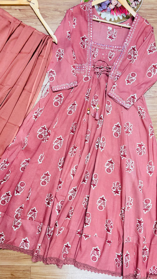 Cotton frock dupatta set