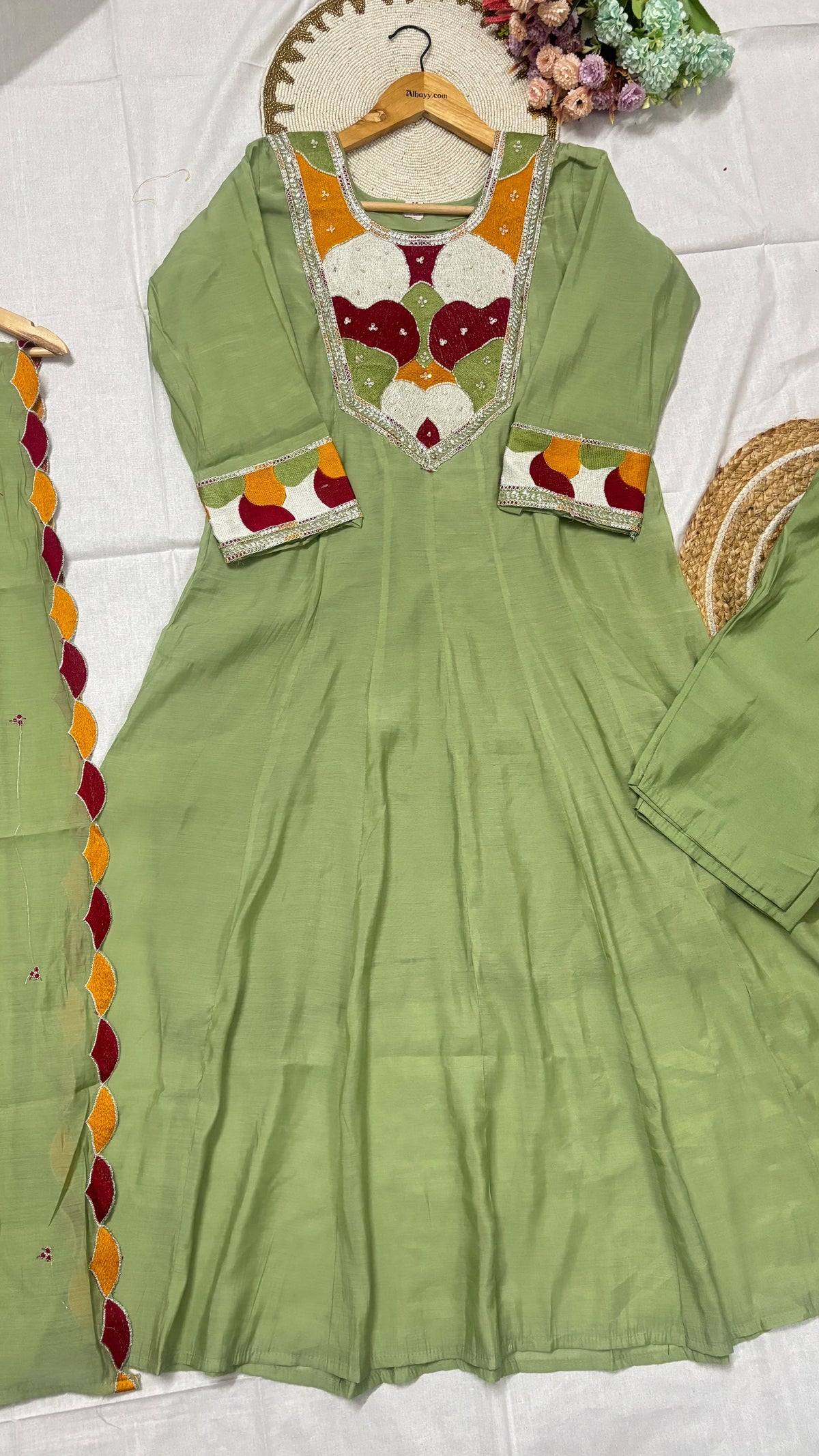 Mul chanderi suit set