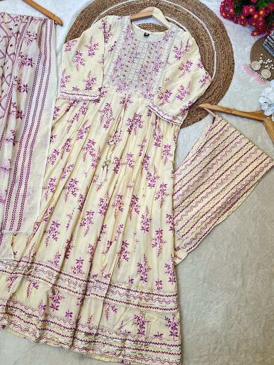 Beautiful anarkali style frock set cotton rayon material