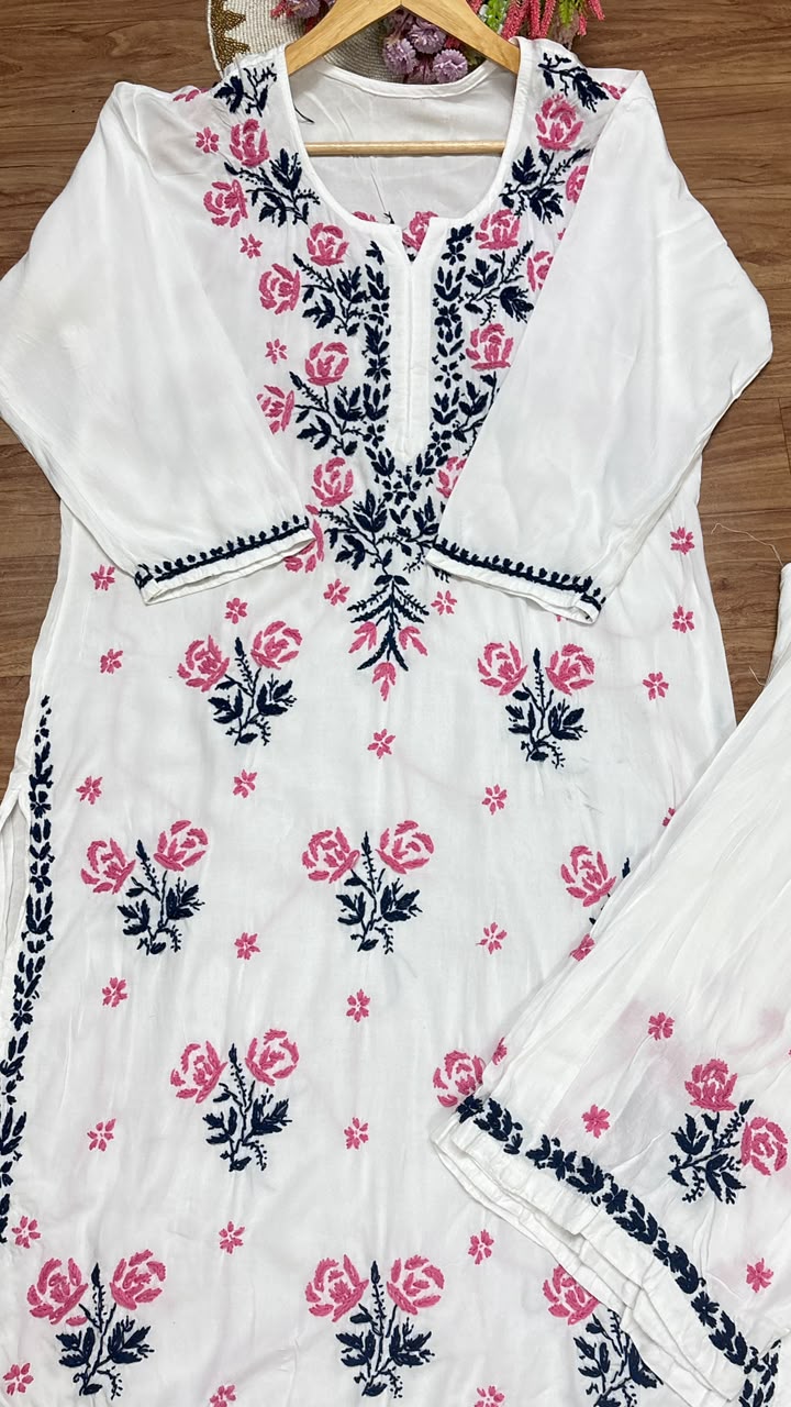 Chikankari cotton rayon soft material