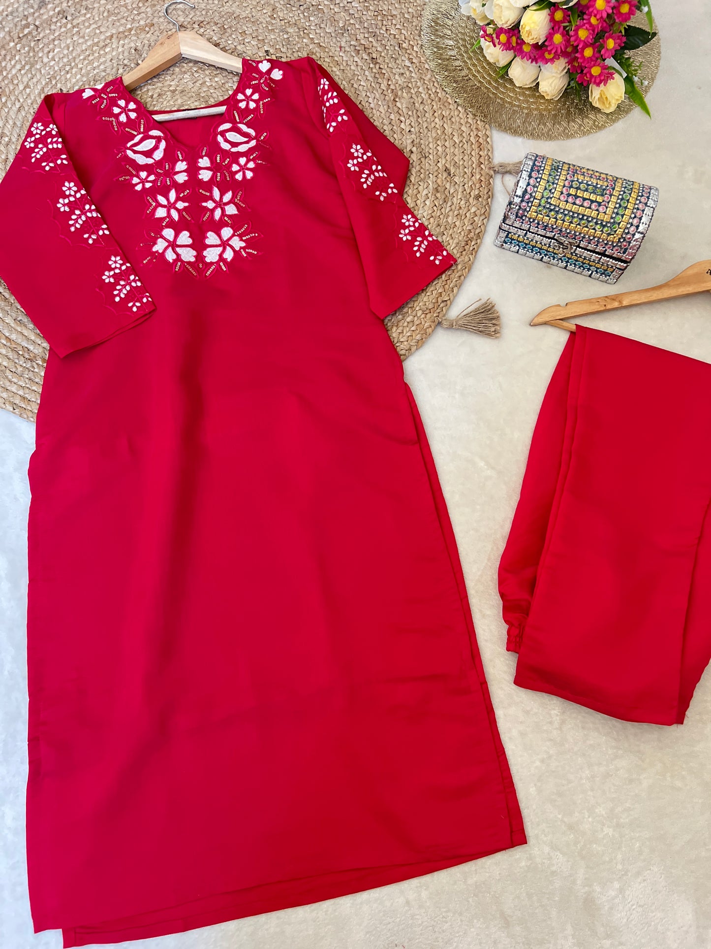 Premium Roman silk Dress with beautiful work - CBRP 4210