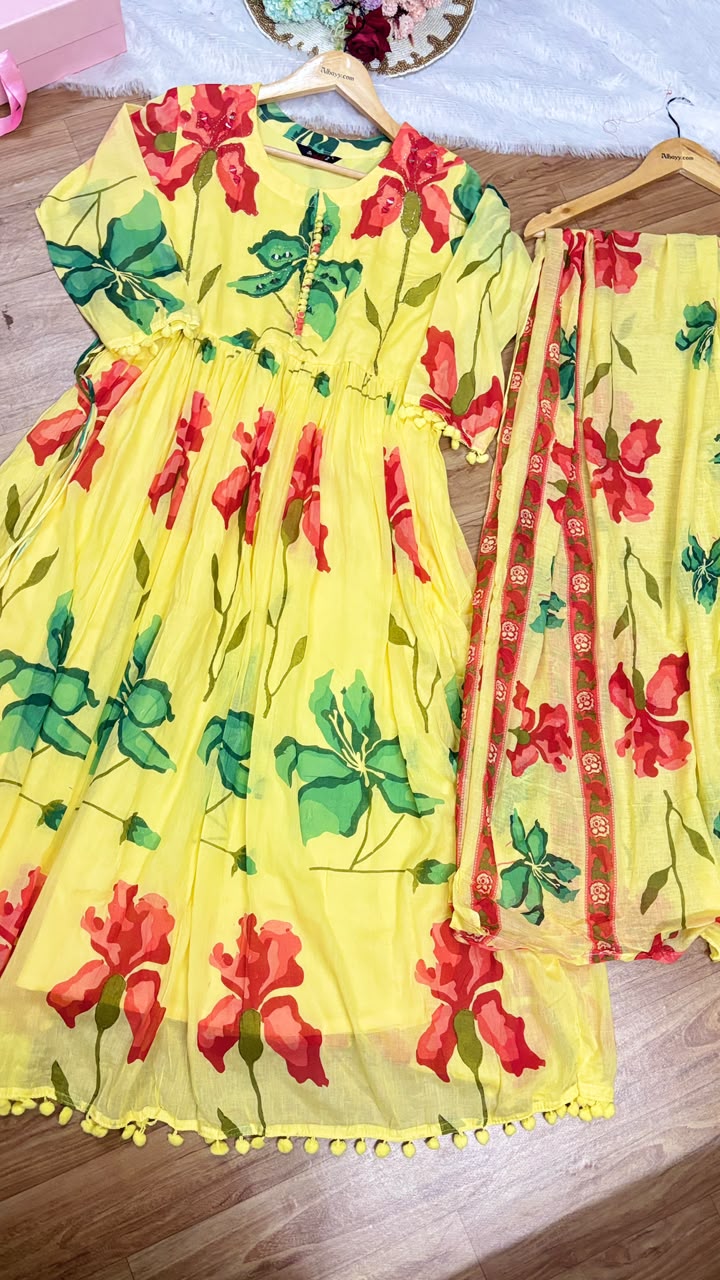 Mul cotton frock dupatta set