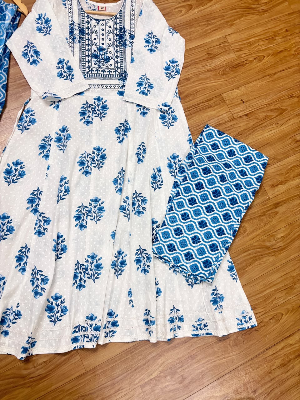 Cotton frock dupatta pant set